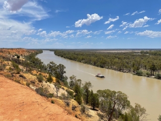 View of a houseboat on the Murray River