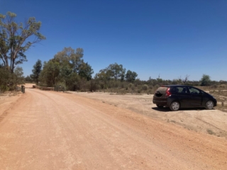 Parked and ready to walk the Rodeo Trail