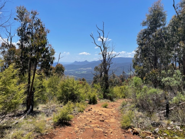 The trail along the top of the ridge