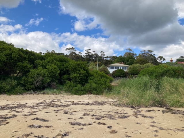 View of our cottage from the beach