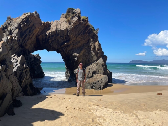 PB at the famous Bruny Arch