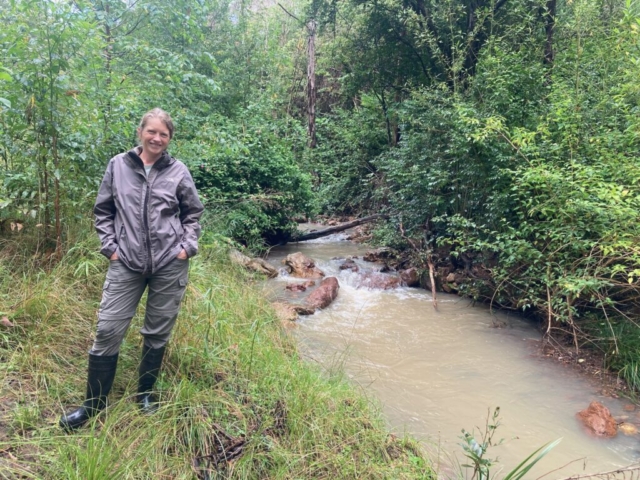 CC by the creek in her brand new gumboots