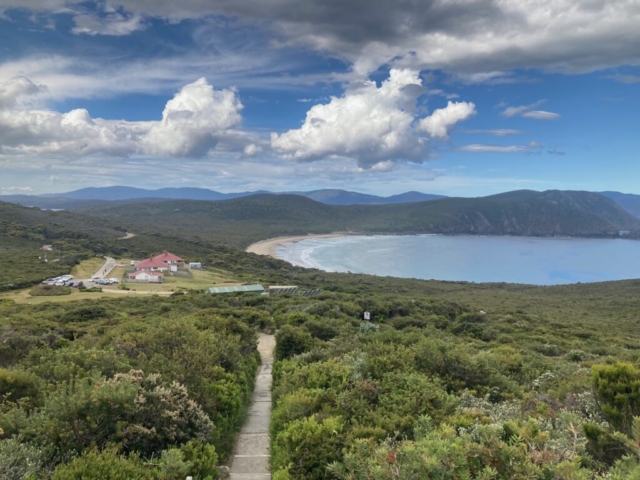 The view looking down from Cape Bruny Lighthouse