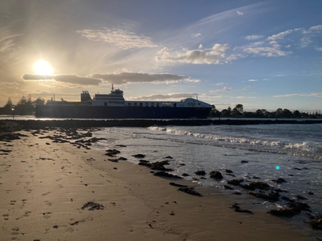 Cargo ship parked in Devonport