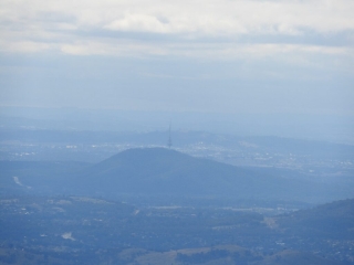 View of a hazy Canberra from the rocks