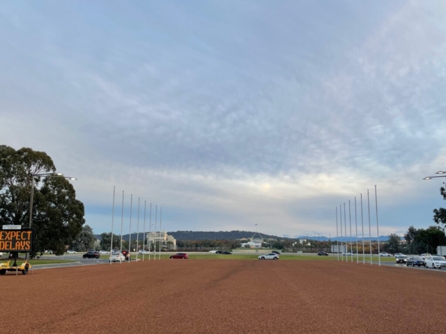 View of Parliament House in the distance