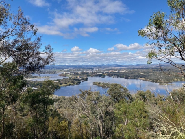 View of Lake Burley Griffin from the top of Black Mountain