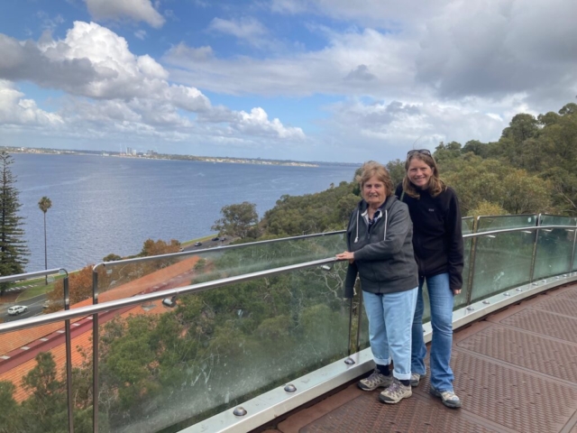 CC and her mum on the bridge on the Federation Walkway