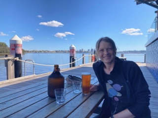 CC relaxes with a beer at Point Fraser