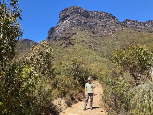 CC is ready to climb the giant Bluff Knoll