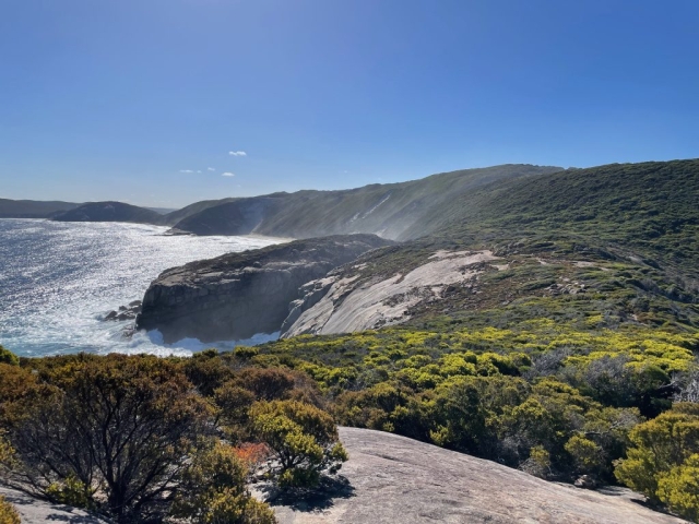 View down the coast from the trail