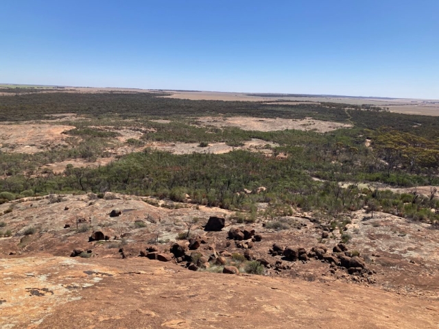 View of farmland from the top of The Humps