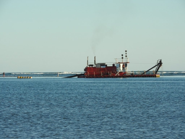 Sand dredger in the Murray River mouth