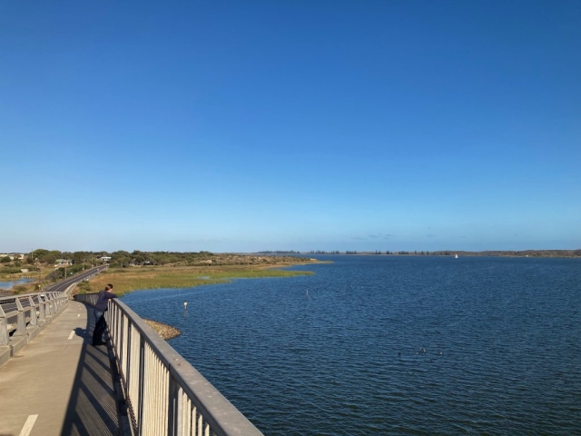 CC on the bridge to Hindmarsh Island