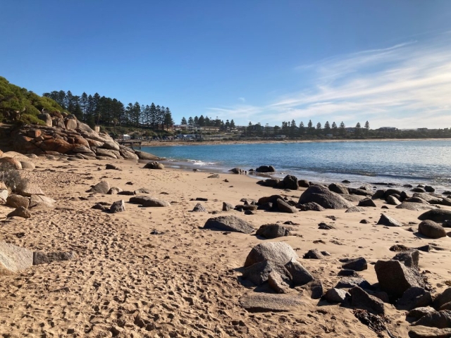 On the sand at Horseshoe Bay