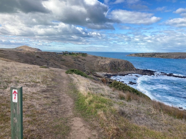 View from the trail towards The Bluff in the far distance