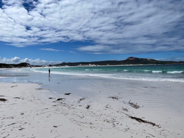 A fisherman at Lucky Bay