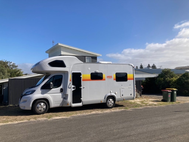 Our friends' camper van parked outside our unit