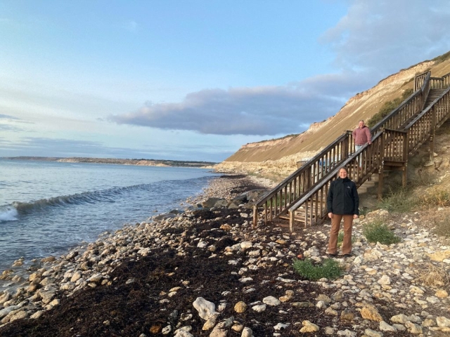 CC and JH in Aldinga Beach at high tide