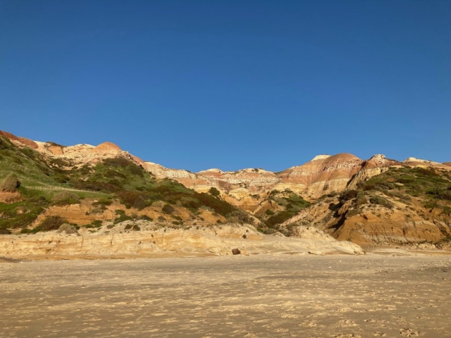 Red cliffs viewed from Maslin Beach