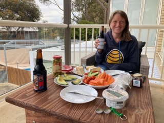 CC enjoys a delicious lunch on her birthday