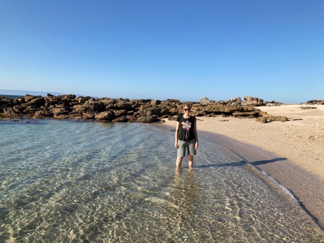 CC gets her feet wet at Wilsons Beach