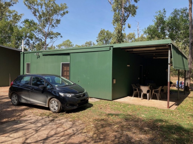 Parked outside our converted shed