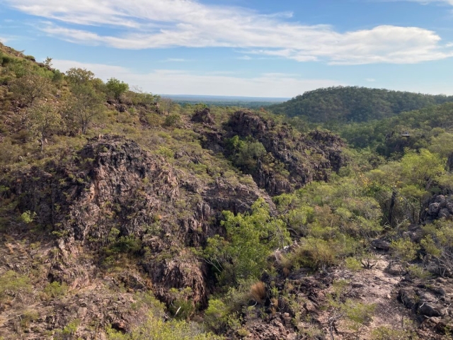 View over the rocky terrain from the Tolmer Creek walk