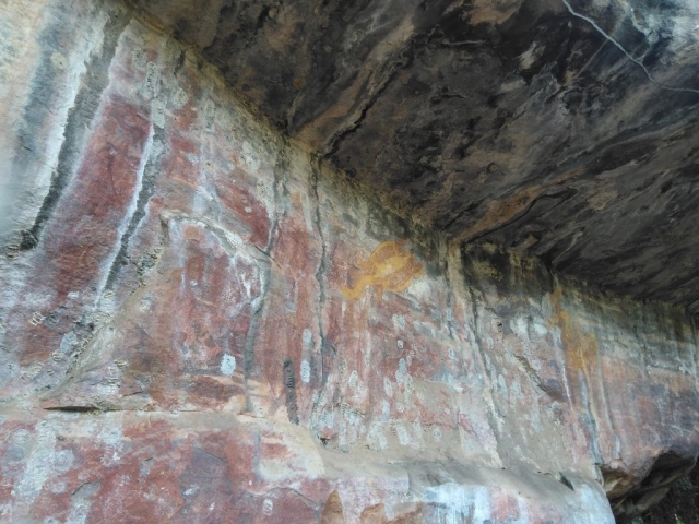 Wall covered in rock art at Ubirr