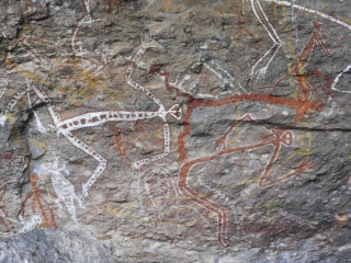 Close up of rock art