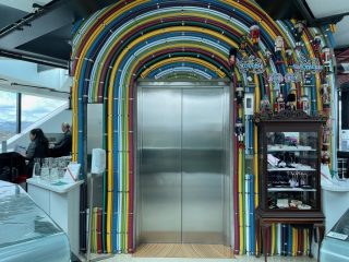 The lift to the top floor