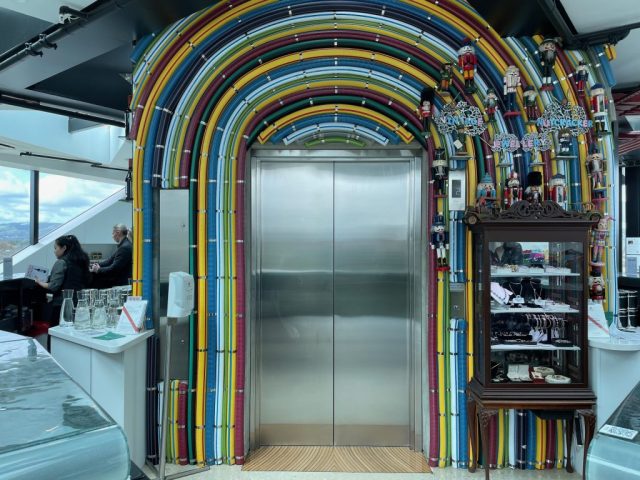 The lift to the top floor