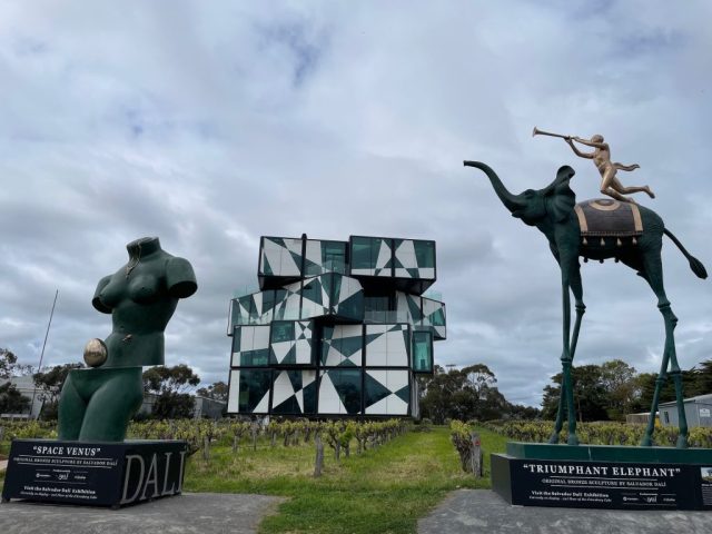 Dali sculptures outside the d'Arenberg Cube