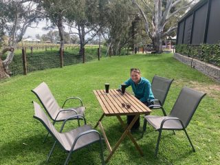 CC has a stout at Goodieson Brewery, McLaren Vale