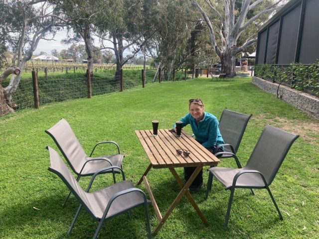 CC has a stout at Goodieson Brewery, McLaren Vale