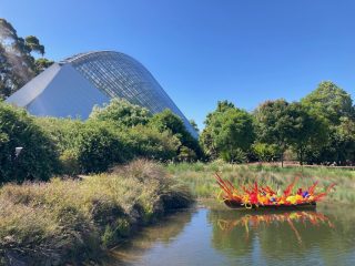 Boat by the Bicentennial Conservatory