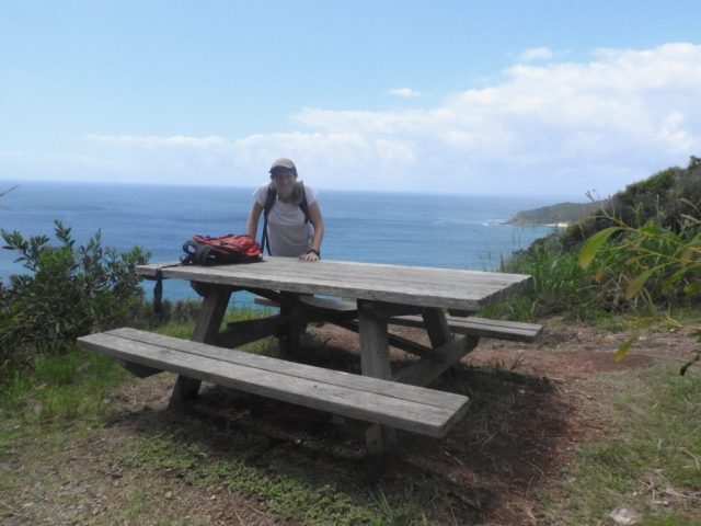 CC claims the picnic table on Booti Hill