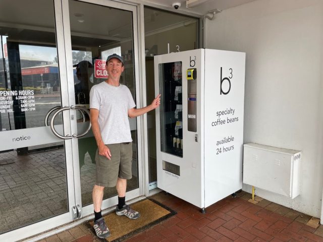 PB is ready to buy coffee beans from a vending machine in Blackwood