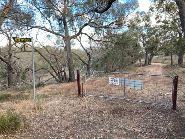 The Ridgetop Track ends at the edge of the park