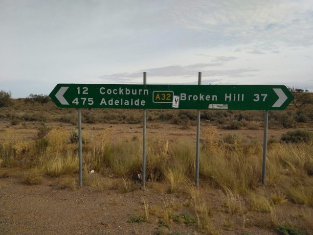 Road sign on the Barrier Highway