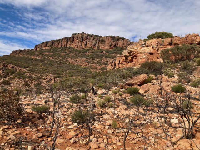 Rocky terrain on the way up