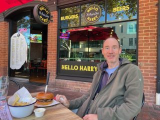 PB with a burger at Hello Harry