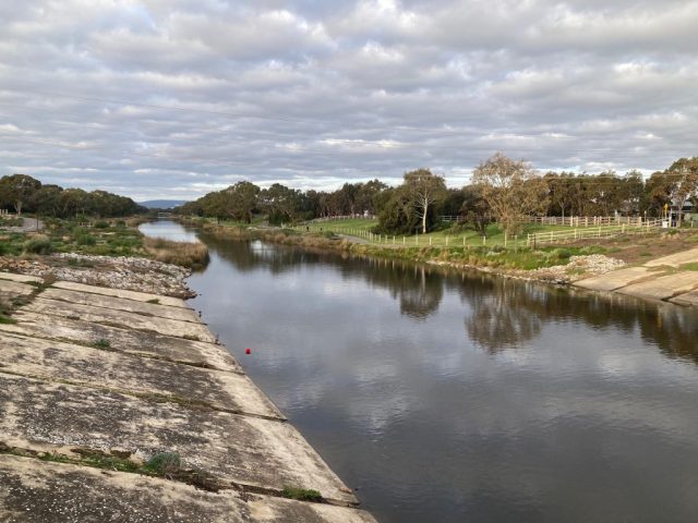 The final stretch of the River Torrens is like a canal The final stretch of the River Torrens is like a canal