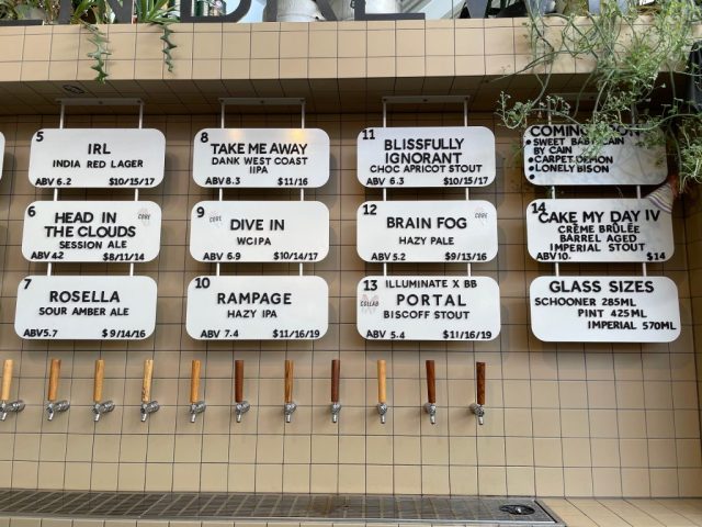 Beer taps at Bowden Brewing