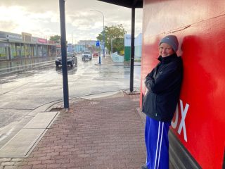 CC shelters from the Adelaide winter rain