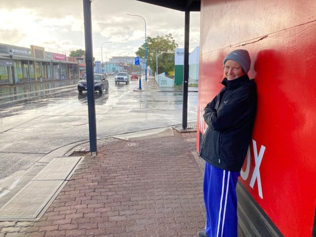 CC shelters from the Adelaide winter rain
