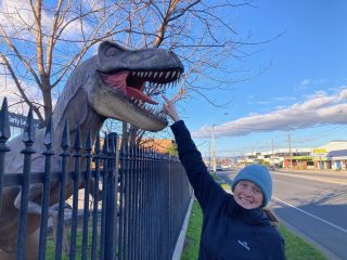 CC with a dinosaur CC with a dinosaur