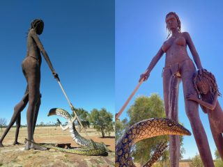 Anmatjere Woman and Child sculpture by Mark Egan Anmatjere Woman and Child sculpture by Mark Egan