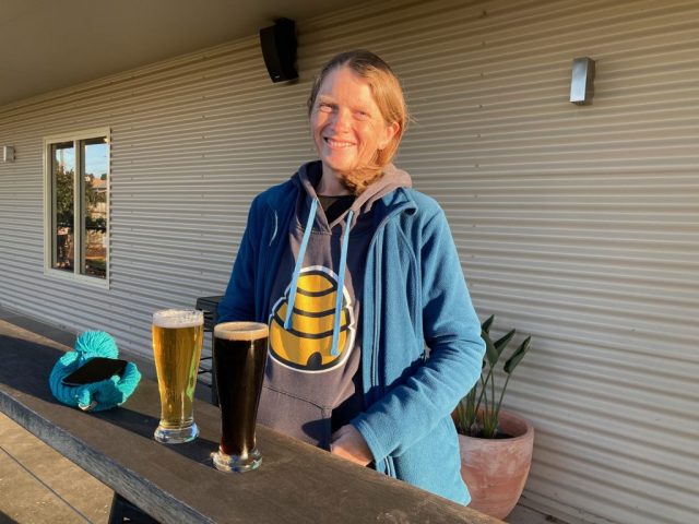 CC is ready for a beer at Beer Garden Brewing