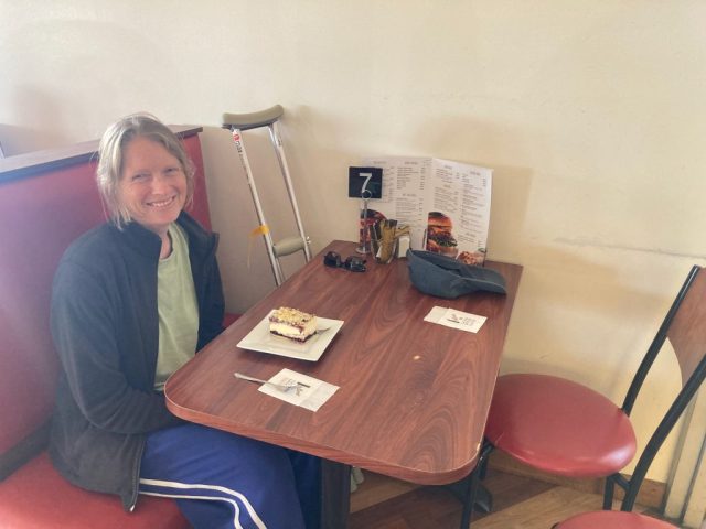 CC with cheesecake at Caffe De Carlo in Goolwa CC with cheesecake at Caffe De Carlo in Goolwa